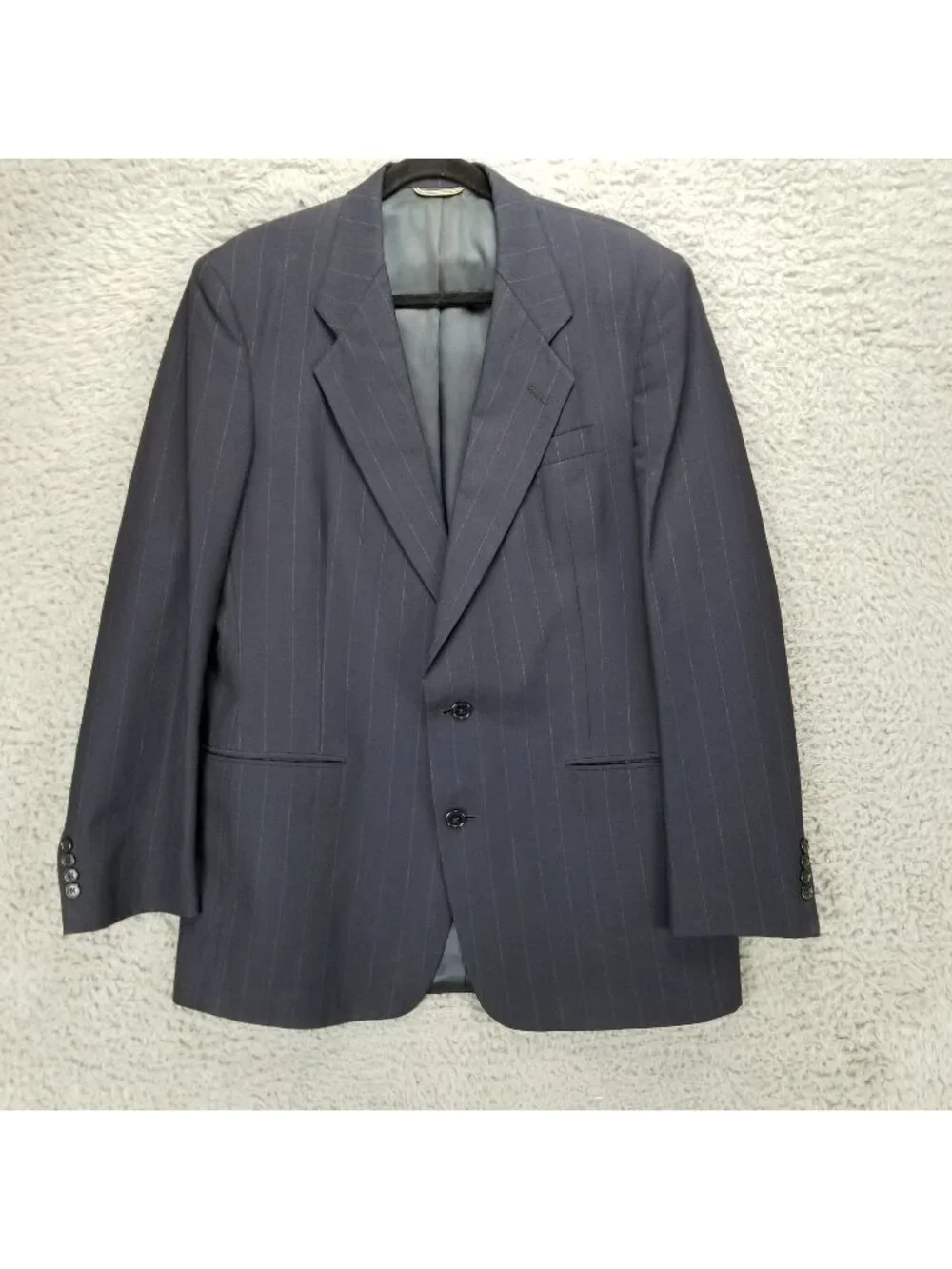 Christian Dior Jacket Mens 42L Blue Stripe 100% Wool Long Sleeve 2 Button *Read*